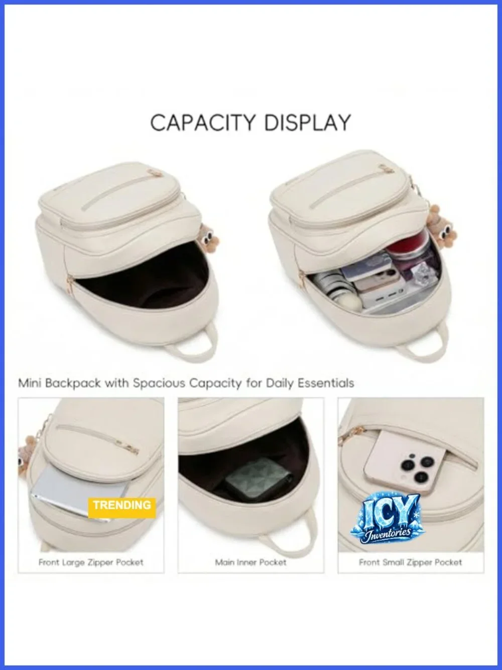 Mini Faux Leather Backpack Purse Women Cute Cartoon Charm Detachable Small